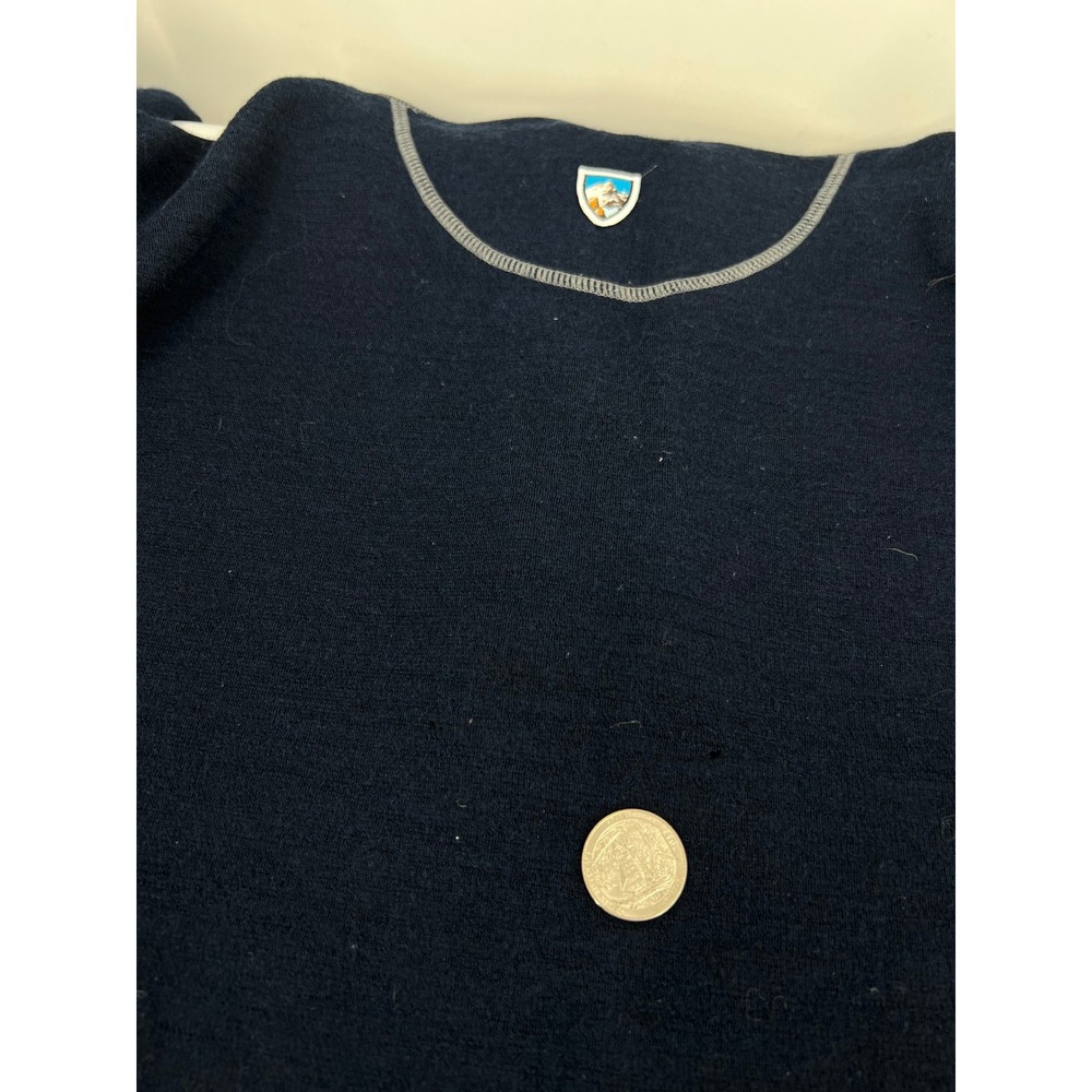 Kuhl Womens Navy Blue Quarter Zip Pullover Thumbhole Stripe Sweater Large - Picture 5 of 13